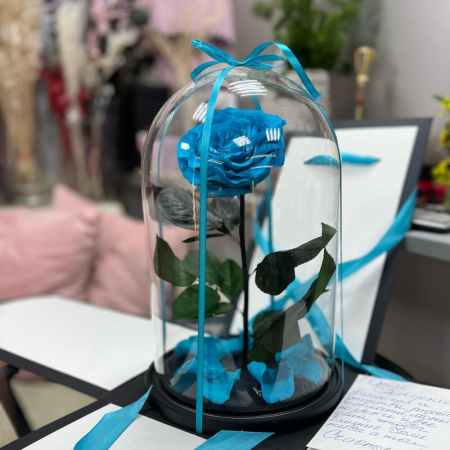 Criogenați - Trandafir Criogenat Bleu în Cupolă de Sticlă