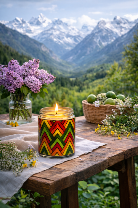 Lumânare parfumată ceară de soia în borcan vitraliu – lampă de veghe decorativă 2-în-1 [3]