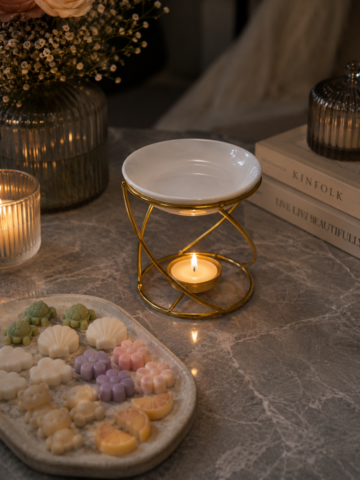 Arzător pentru Wax Melts Auriu cu Bol Ceramic Detașabil [5]