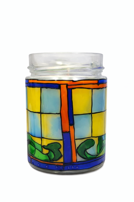 Lumânare din ceară de soia Patchouli – Borcan Vitraliu cu efect de lampă decorativă [8]