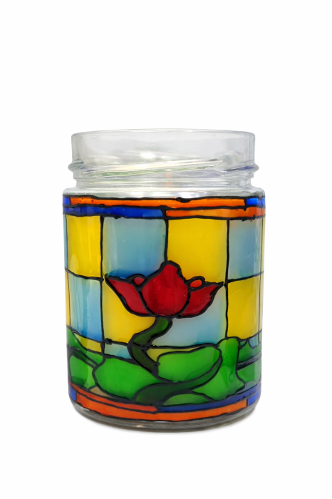 Lumânare din ceară de soia Patchouli – Borcan Vitraliu cu efect de lampă decorativă [6]
