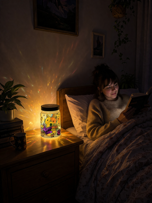 Lumânare parfumată din soia – Borcan vitraliu 2 în 1 (Lumânare + Lampă) [5]