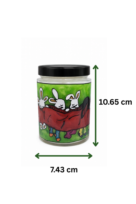 Lumânare parfumată cu liliac din ceară de soia – borcan vitraliu pictat manual, lampă de veghe decorativă 2-în-1 [4]