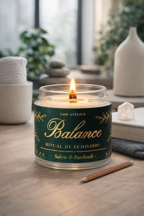 Lumânare parfumată Balance cu salvie și patchouli din ceară de soia naturală [5]