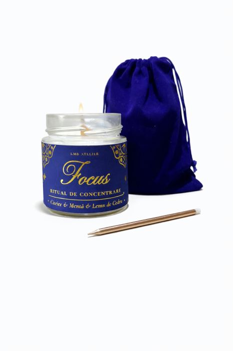 Lumânare parfumată Focus din ceară de soia – mentă, citrice și lemn de cedru, fitil din lemn, lumânare naturală pentru concentrare [5]