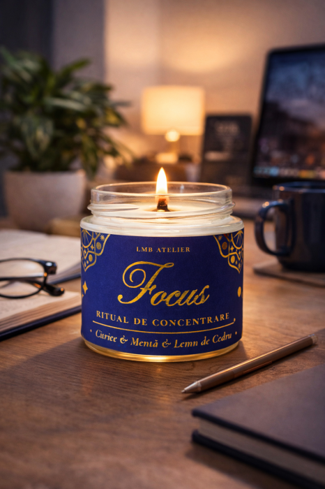 Lumânare parfumată Focus din ceară de soia – mentă, citrice și lemn de cedru, fitil din lemn, lumânare naturală pentru concentrare [3]