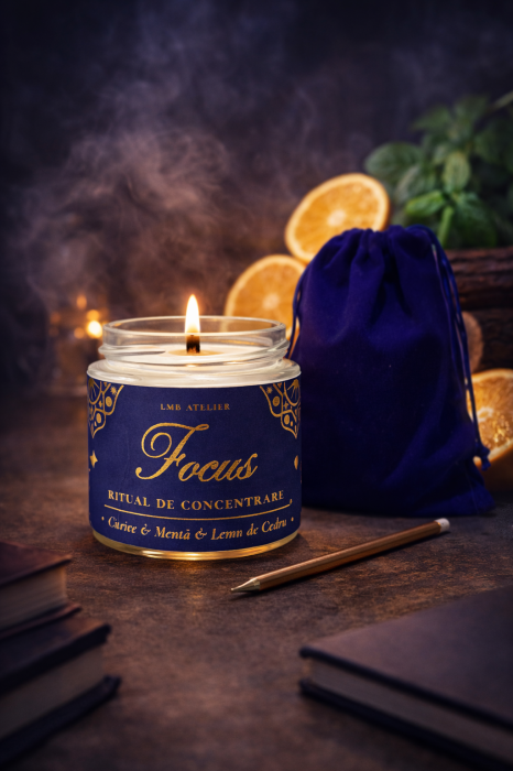 Lumânare parfumată Focus din ceară de soia – mentă, citrice și lemn de cedru, fitil din lemn, lumânare naturală pentru concentrare [2]