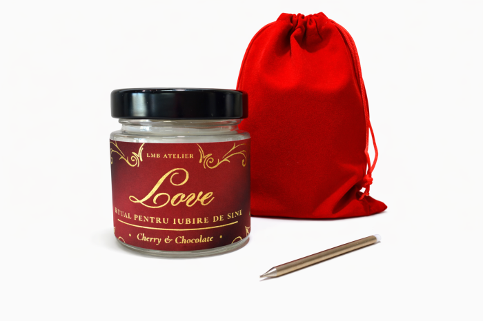 Lumânare parfumată cu cireșe și ciocolată din ceară de soia – Fitil din lemn | Ritual pentru iubire de sine [4]