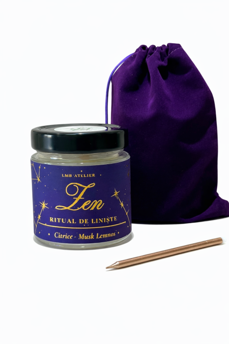 Lumânare parfumată din ceară de soia Zen – Ritual de Liniște | Citrice & Musk Lemnos | Fitil din lemn [3]