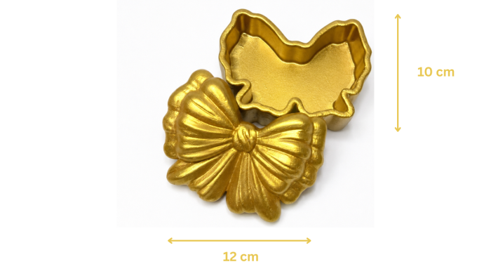 Set Decorativ Golden Bow Auriu – Cutie pentru Bijuterii și Suport Lumânare Handmade din Praf Ceramic [6]