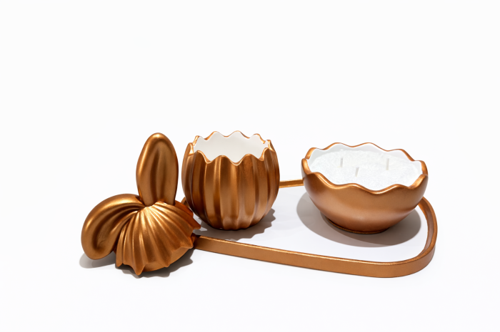 Set Decorativ Ou Iepuraș cu Tavă și Suport Lumânare din Nisip de Ceară [4]