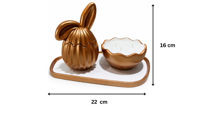 Set Decorativ Ou Iepuraș cu Tavă și Suport Lumânare din Nisip de Ceară [5]