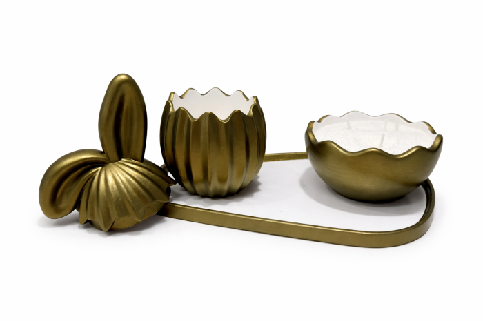 Set Decorativ Ou Iepuraș cu Tavă și Suport Lumânare din Nisip de Ceară [5]