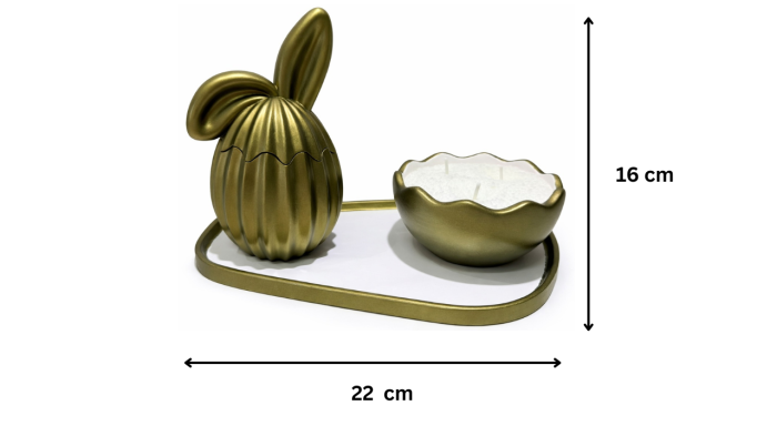 Set Decorativ Ou Iepuraș cu Tavă și Suport Lumânare din Nisip de Ceară [6]