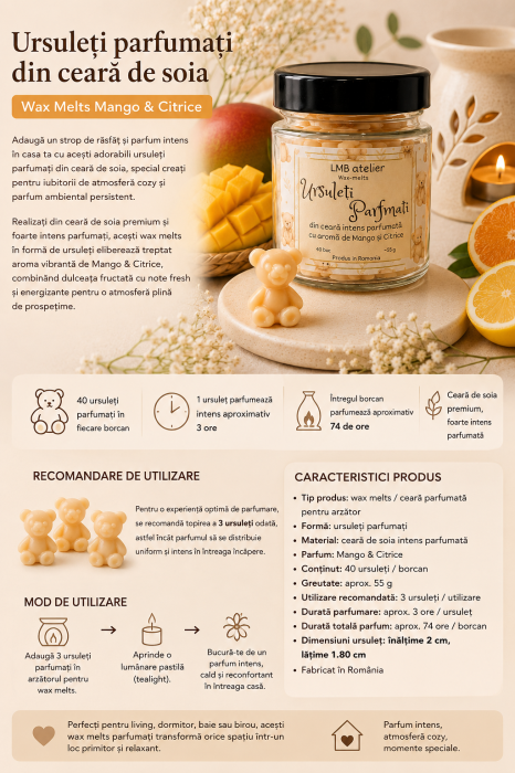 Wax Melts Mango & Citrice – Ursuleți Intens Parfumați din Soia [2]