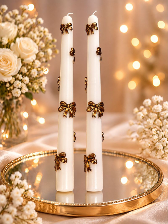Lumanari Sfesnic - Set 2 Lumânări Sfeșnic Handmade din Ceară de Soia cu Detalii Aurii – Elegant & Parfum Floral