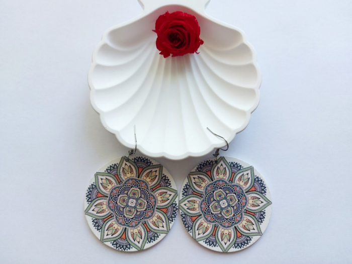 Cercei din lemn mandală [1]