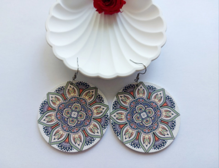 Cercei din lemn mandală [2]