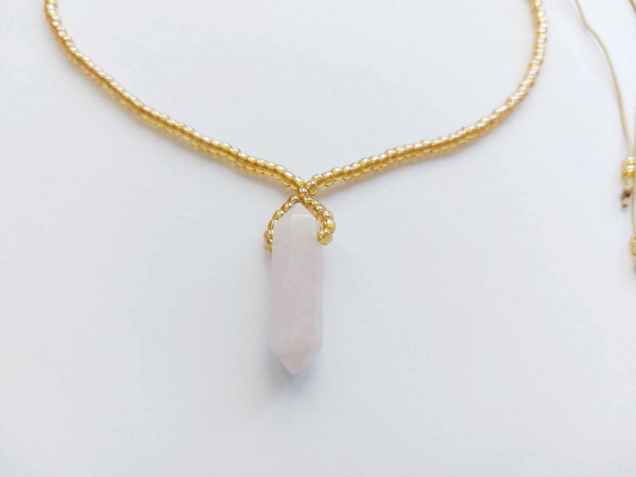 Colier cu mărgele Toho & Cuarț roz [2]