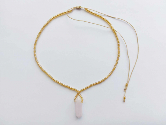 Colier cu mărgele Toho & Cuarț roz [3]