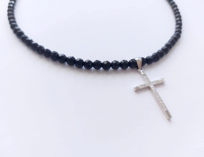 Colier cu onix și pandantiv cruciuliță argint [2]