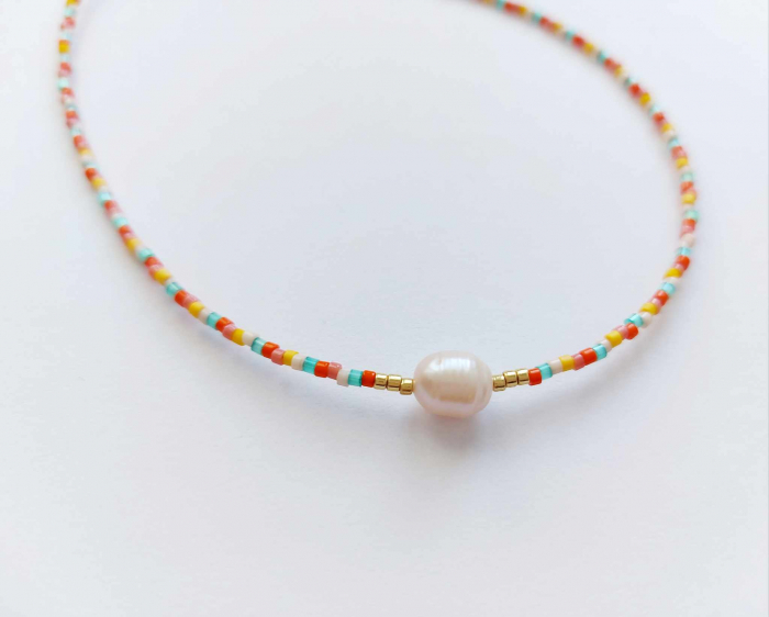 Colier cu perlă de cultură & mărgele japoneze [1]