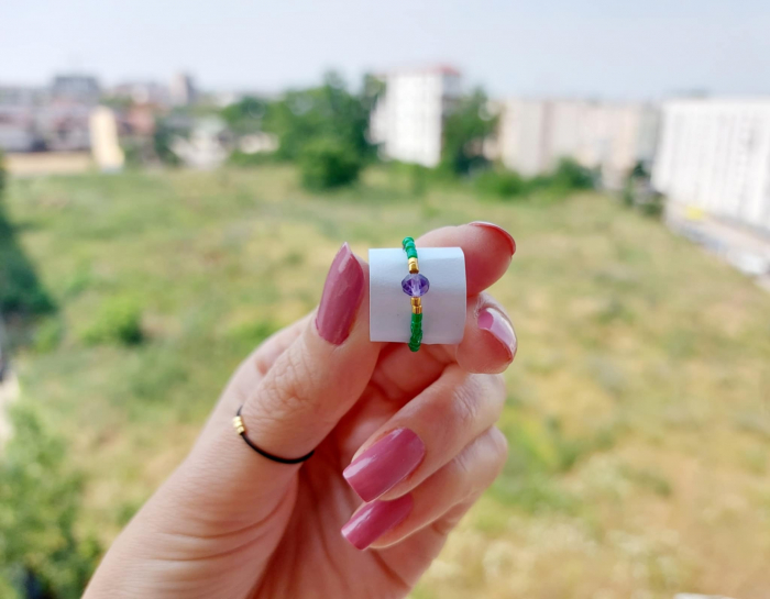 Inel cu Ametist și miyuki placate cu Aur [3]
