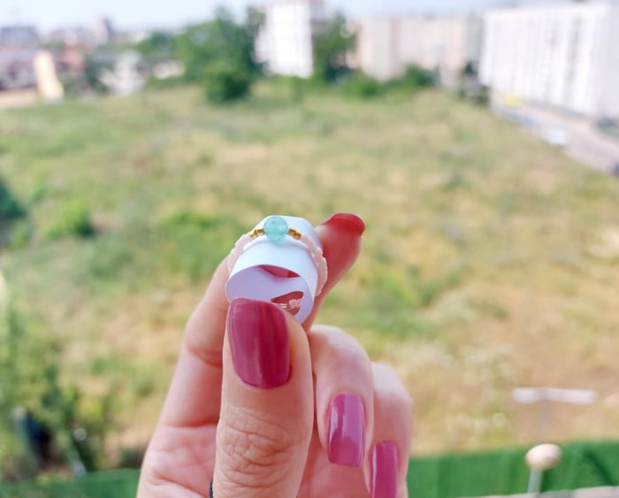 Inel cu Aventurin și miyuki placate cu Aur [3]