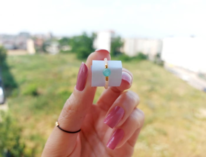 Inel cu Aventurin și miyuki placate cu Aur [1]