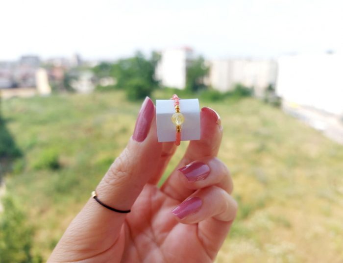 Inel cu Citrin și miyuki placate cu Aur [1]