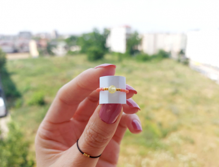 Inel cu Citrin și miyuki placate cu Aur [3]