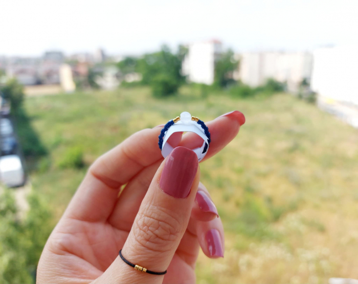 Inel cu Cuarț roz și miyuki placate cu Aur [3]