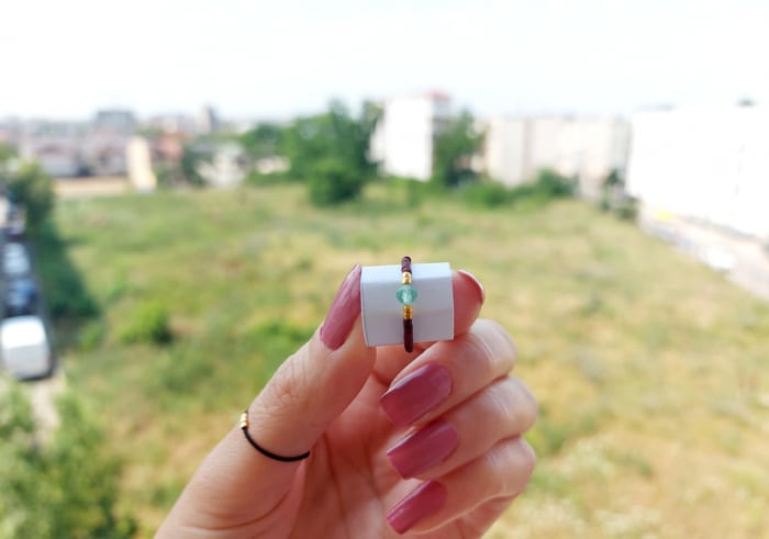 Inel cu Peridot și miyuki placate cu Aur [3]