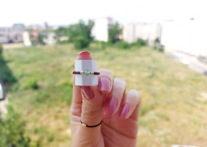 Inel cu Peridot și miyuki placate cu Aur [1]