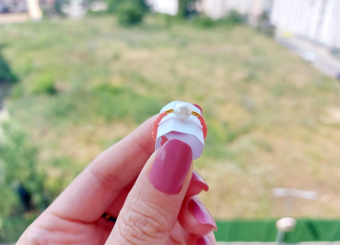 Inel cu perlă de cultură și miyuki placate cu Aur [2]