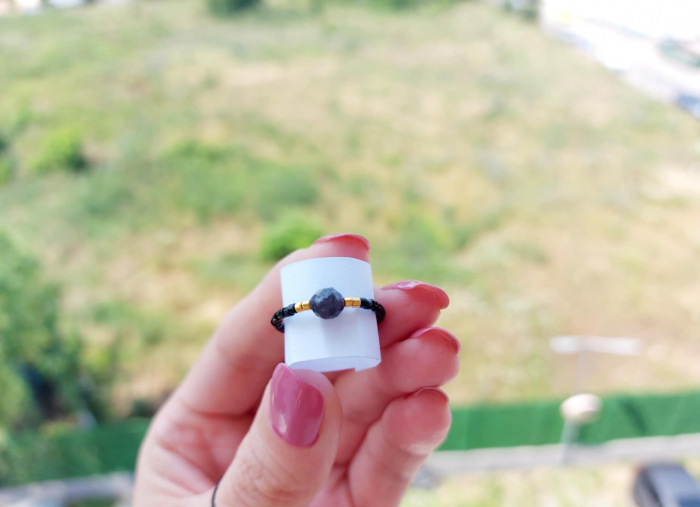 Inel cu Safir și miyuki placate cu Aur [1]