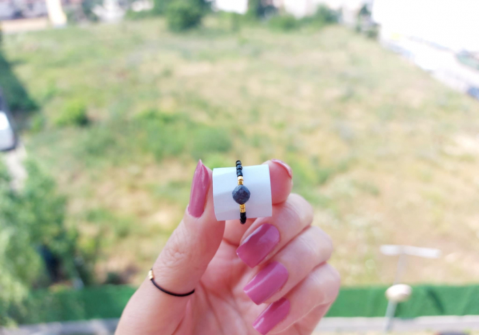 Inel cu Safir și miyuki placate cu Aur [3]