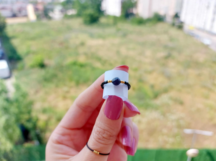 Inel cu Safir și miyuki placate cu Aur [2]