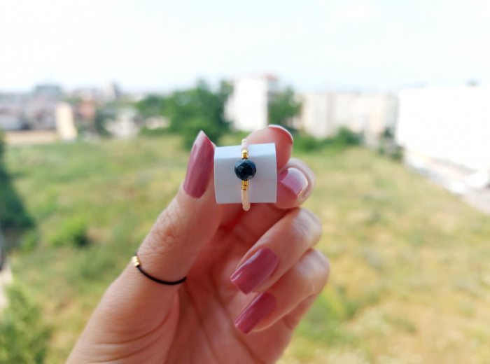 Inel cu Smarald și miyuki placate cu Aur [2]