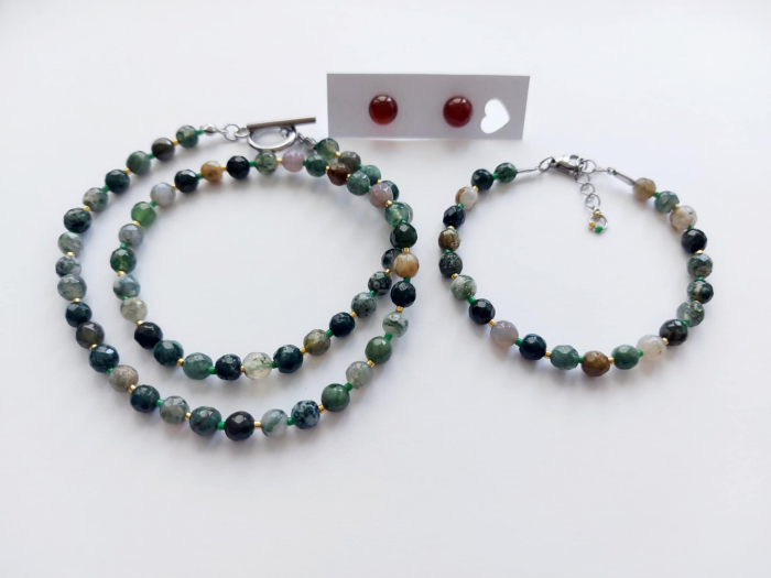 Set colier, brățară și cercei agat indian și carneol [2]