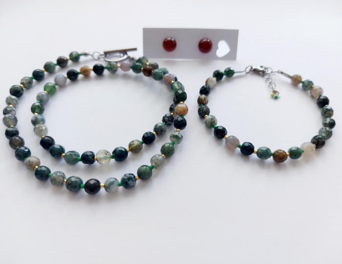 Set colier, brățară și cercei agat indian și carneol [1]