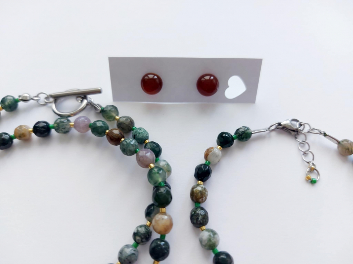 Set colier, brățară și cercei agat indian și carneol [3]