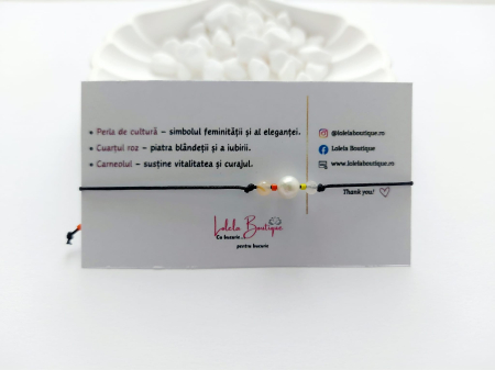 Brățări - Brățara echilibrului interior - Perlă de cultură, Cuarț roz și Carneol