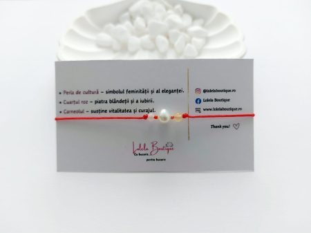 Brățara echilibrului interior - Perlă de cultură, Cuarț roz și Carneol [1]