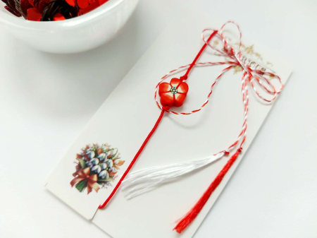 Mărțișoare - Brățară mărțișor cu floare roșie