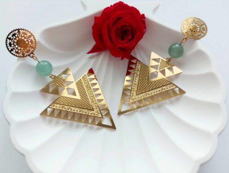 Cercei - Cercei oțel inoxidabil cu Aventurin