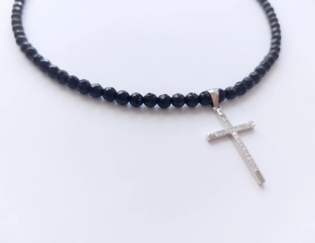 Colier cu onix și pandantiv cruciuliță argint [1]