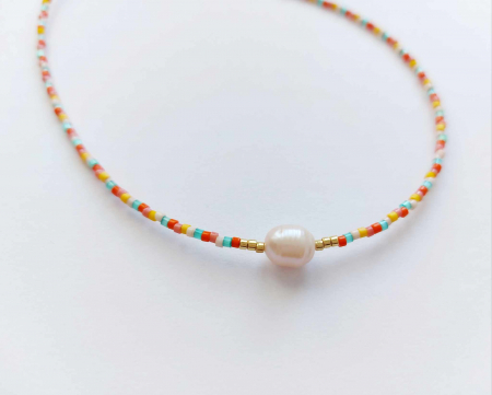 Coliere - Colier cu perlă de cultură & mărgele japoneze