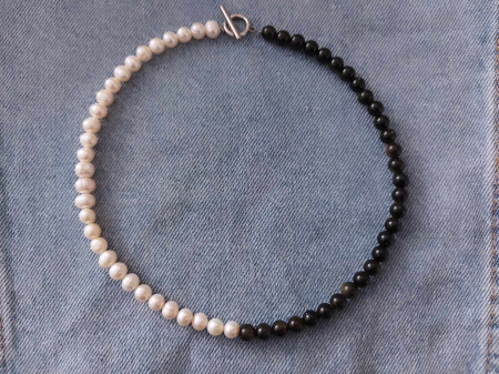 Colier obsidian și perle de cultură LUNOA [3]