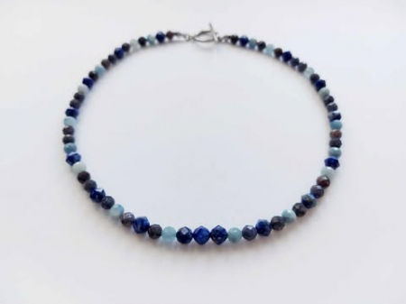 Coliere - Curaj & comunicare - colier cu safir, acvamarin & lapis lazuli
